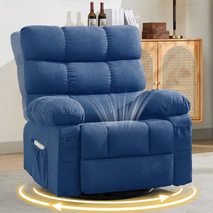 Swivel Rocker Recliner Chair for Adults, 360° Upholstered Manual Recliners for Small Spaces, Single Seat Glider, Customized