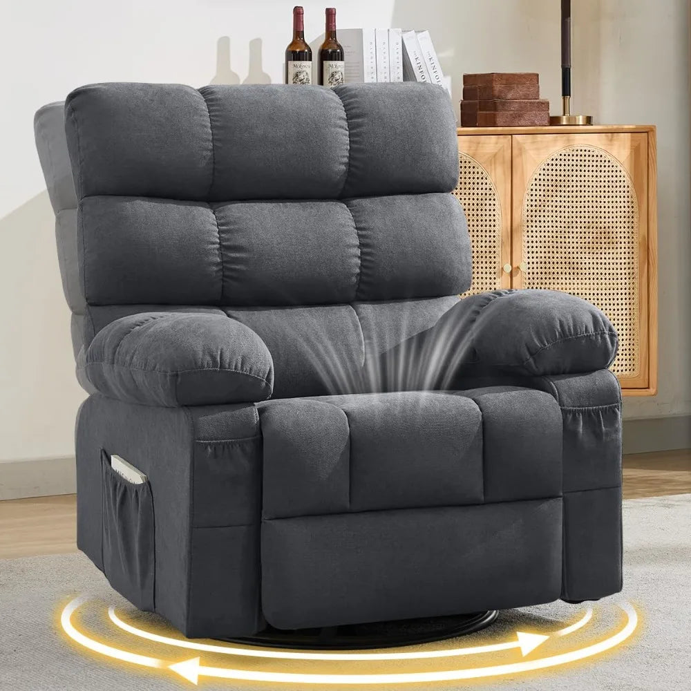 Swivel Rocker Recliner Chair for Adults, 360° Upholstered Manual Recliners for Small Spaces, Single Seat Glider, Customized