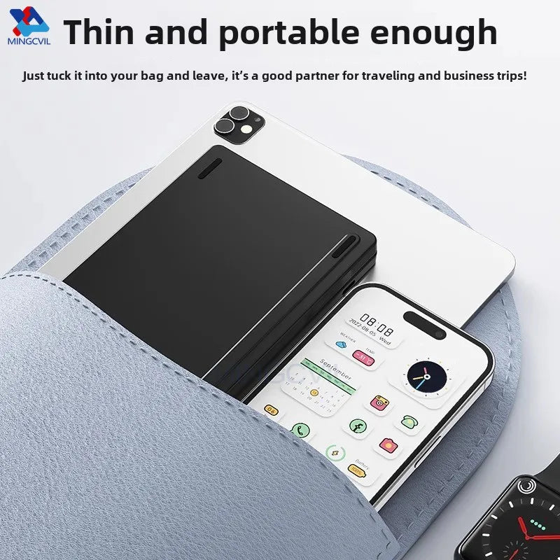 MINGCVIL Mini Foldable Wireless Keyboard Slim Portable Bluetooth Keyboard Rechargeable Folding Keyboard for IOS Windows Android