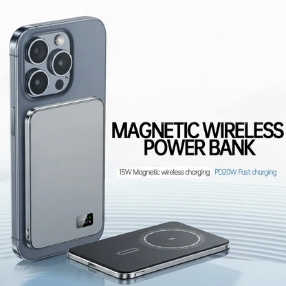 10000mAh Ultra Thin Power Bank for MagSafe,Magnetic Wireless Fast Charging MacSafe Portable Battery For iPhone Xiaomi Samsung