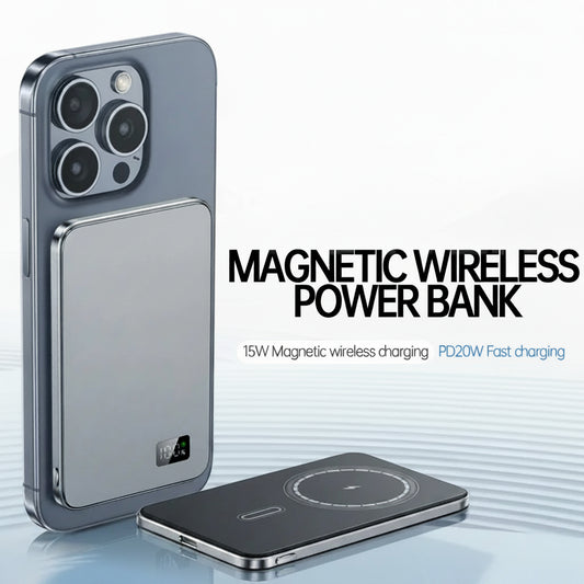 10000mAh Ultra Thin Power Bank for MagSafe,Magnetic Wireless Fast Charging MacSafe Portable Battery For iPhone Xiaomi Samsung
