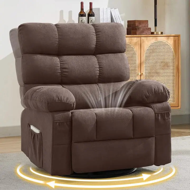 Swivel Rocker Recliner Chair for Adults, 360° Upholstered Manual Recliners for Small Spaces, Single Seat Glider, Customized