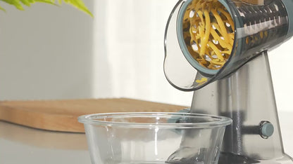 3 in 1 Rotary Cheese Grater Versatile Manual Vegetable Slicer Peanut Nuts Grinder Cheese Vegetable Shredder Clear JT242