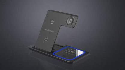 LED Fast Wireless Charger Stand 3 in 1 Foldable Charging Station For iPhone17/16/15/14Apple Watch 9 8 7 6 5 Airpods Pro